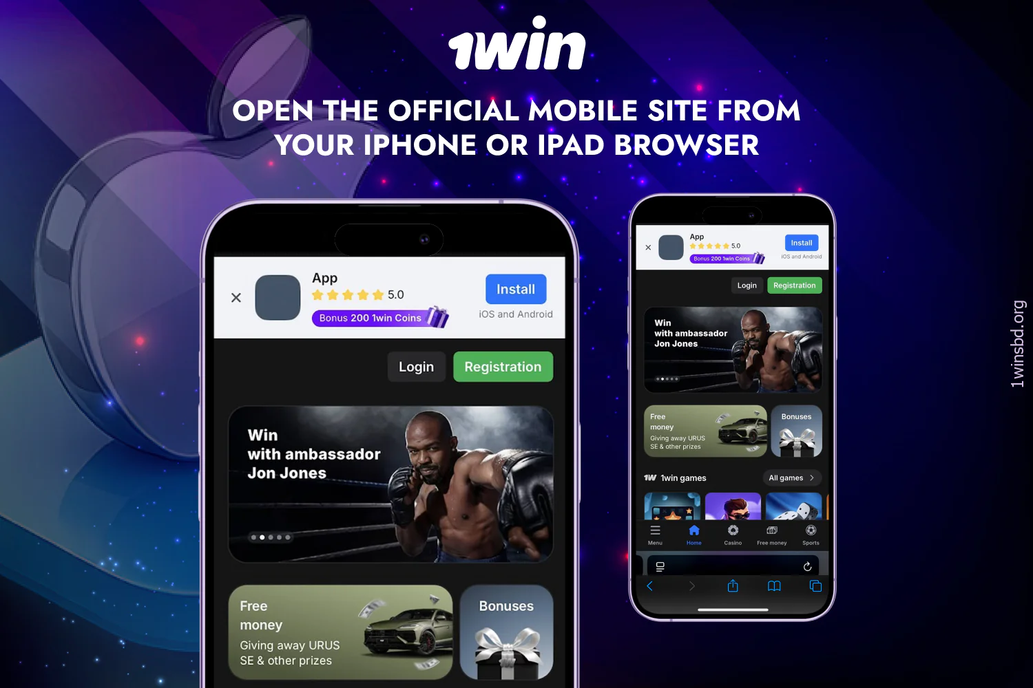To install the 1win app, users from Bangladesh must open the mobile version of the site